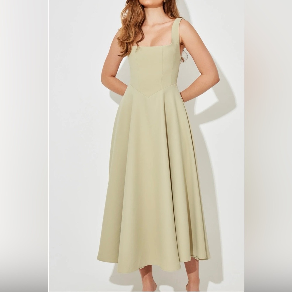 NWT Odd Muse Square Neck Midi Dress Sage Green S